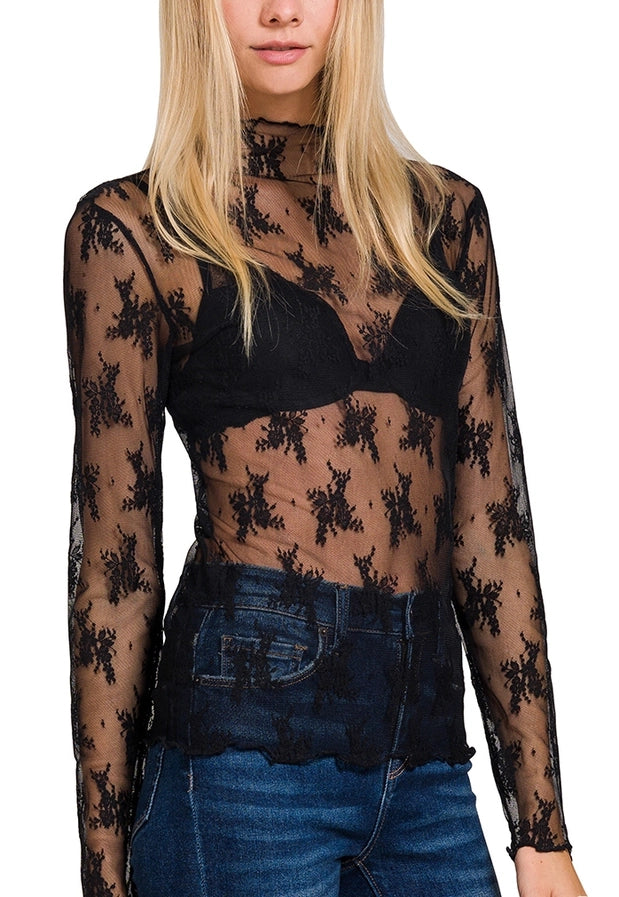 Lace Layering Long Sleeve Shirt