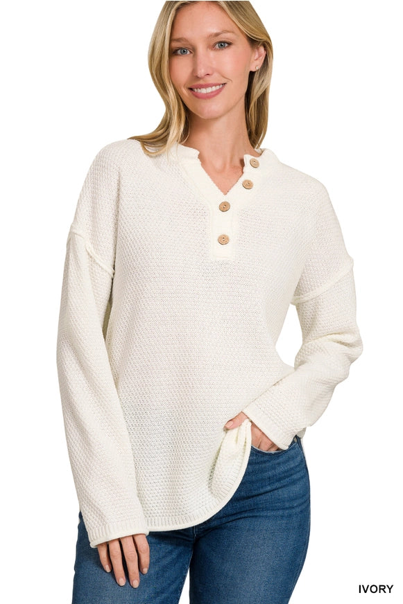 Henley Sweater Ivory