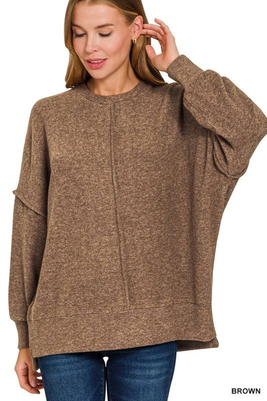 Mari Hacci Oversized Sweater: BROWN