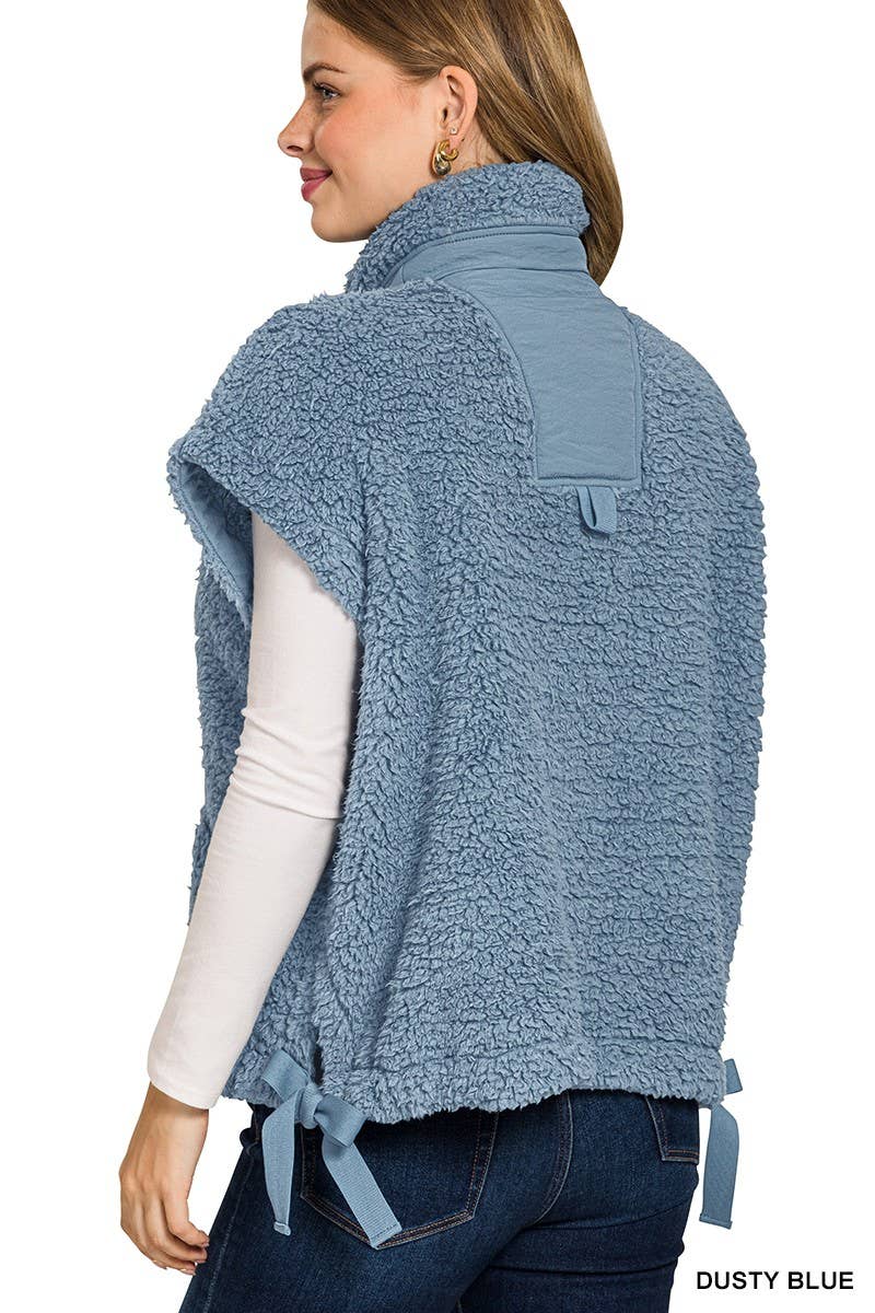 Oversized Faux Fur Vest: SAND BEIGE
