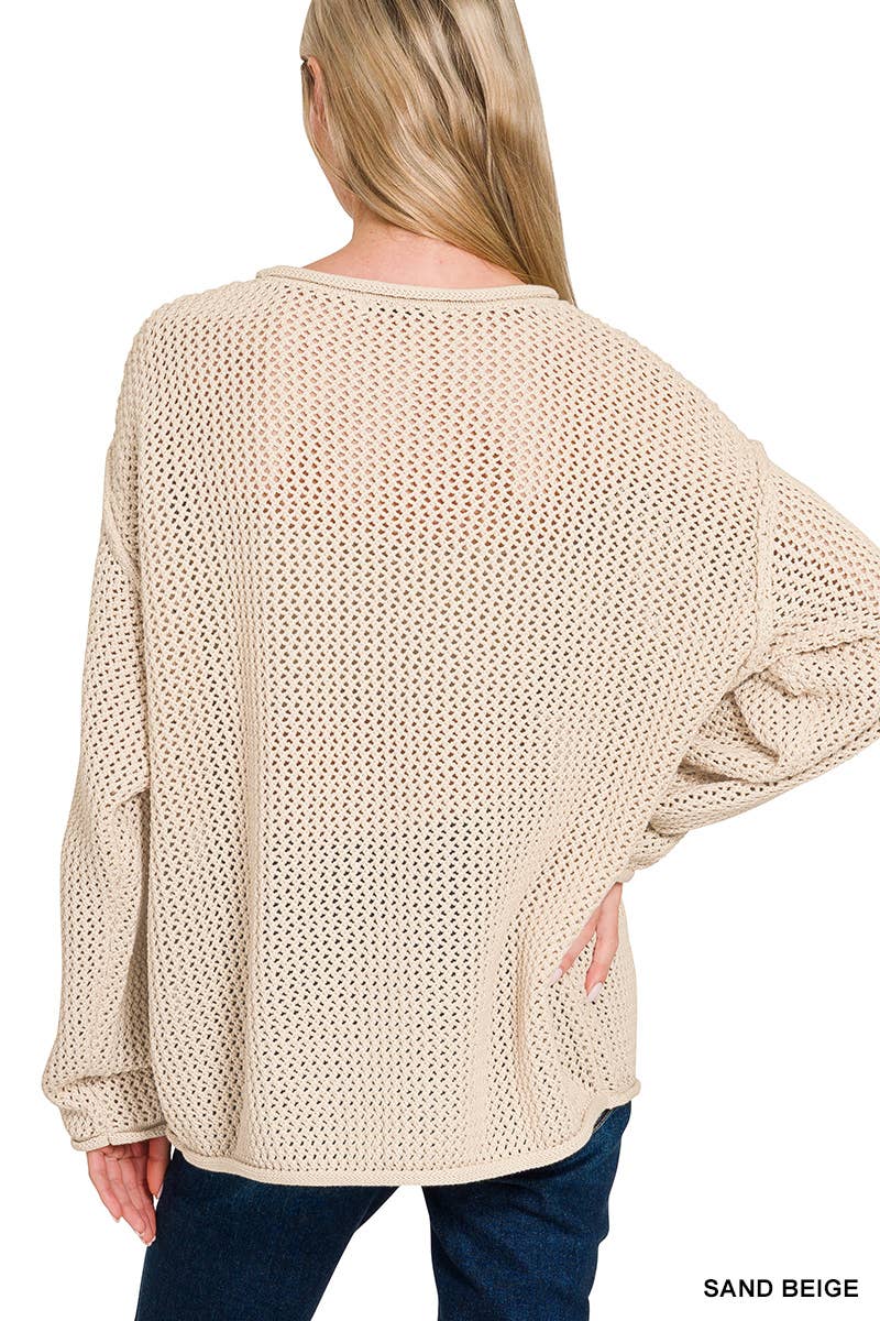 American Flag Crew Neck Sweater: SAND BEIGE