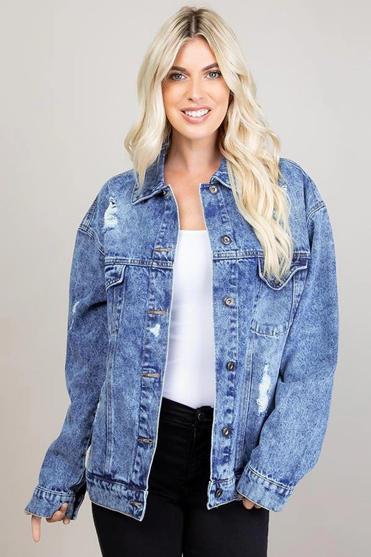 Destroyed Oversized Denim Jacket