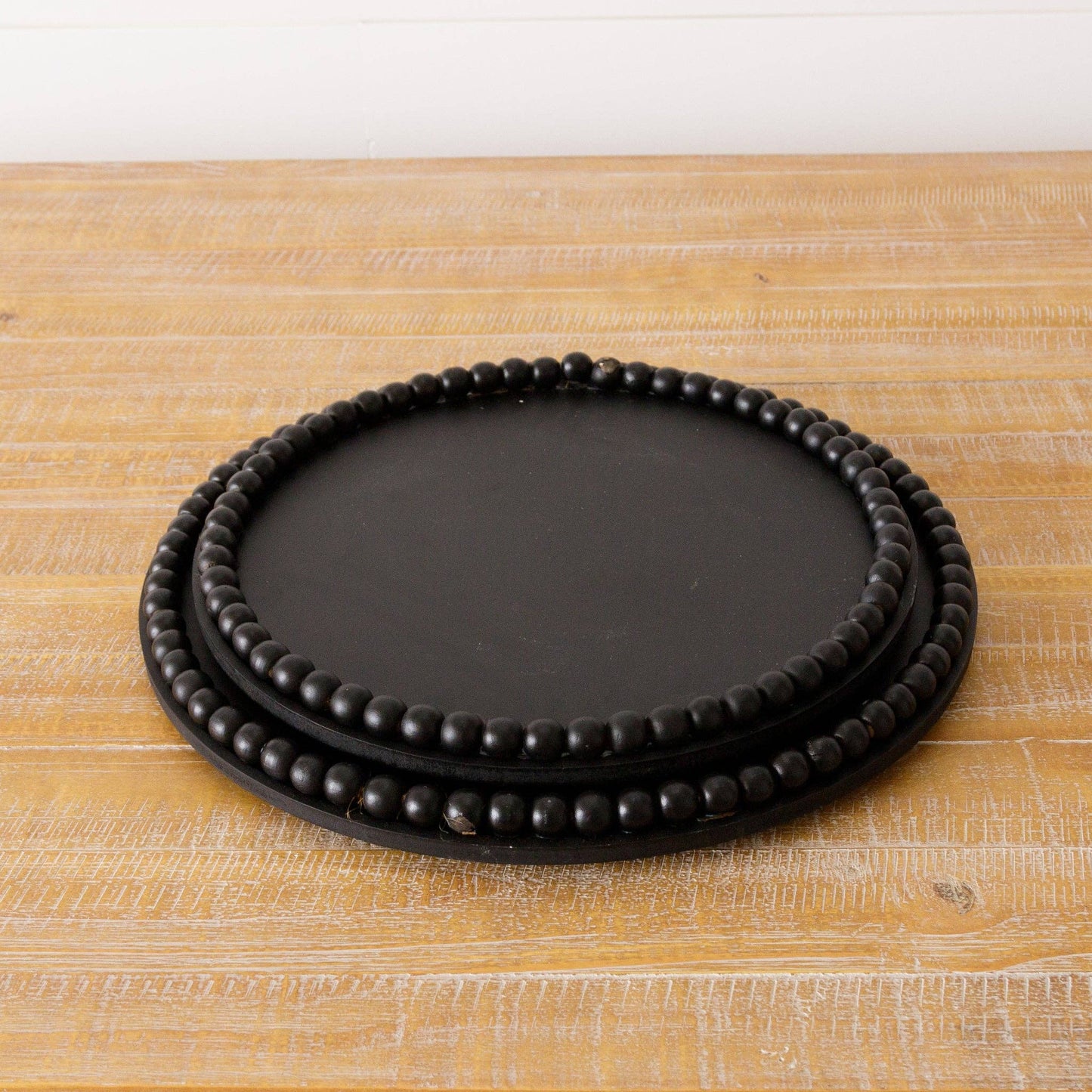 Round Beaded Tray, Black