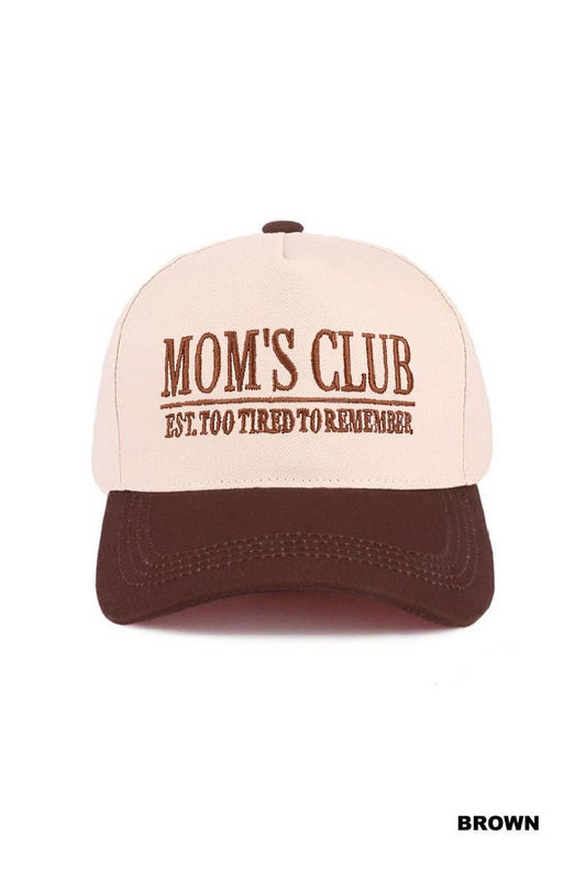 Mom's Club Two Tone Canvas Cotton Cap: BROWN