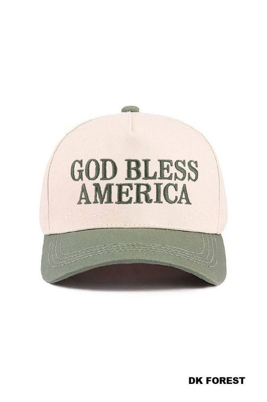 God Bless America Two-tone Canvas Cotton Cap: DK FOREST