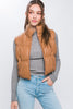 Camel Faux Leather Puffer Vest