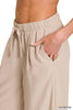 Woven Airflow Drawstring Pants: ASH MOCHA