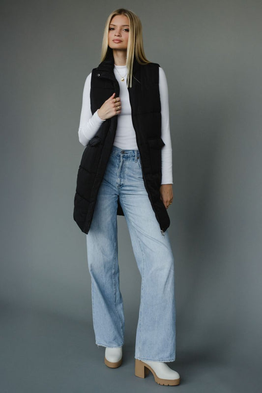 Elle Long Vest - Black