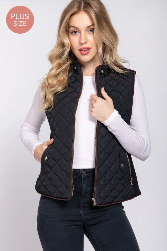 Hayle Quilted Vest- Black Plus