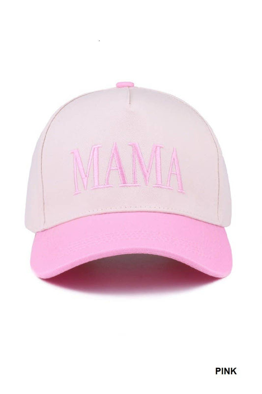 Mama Two Tone Canvas Cotton Cap: PINK