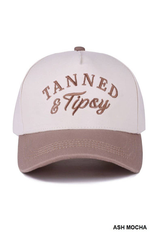Tanned And Tipsy Two Tone Canvas Cotton Cap: ASH MOCHA