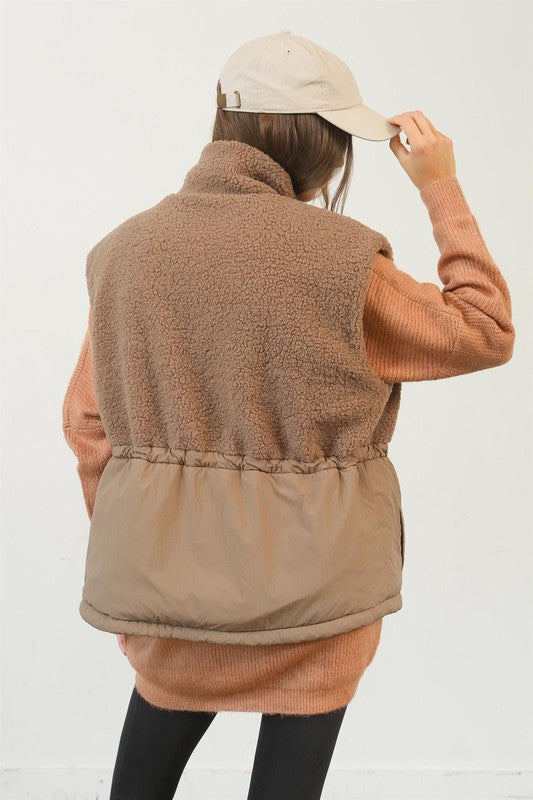 Sherpa Puffer Vest Mocha
