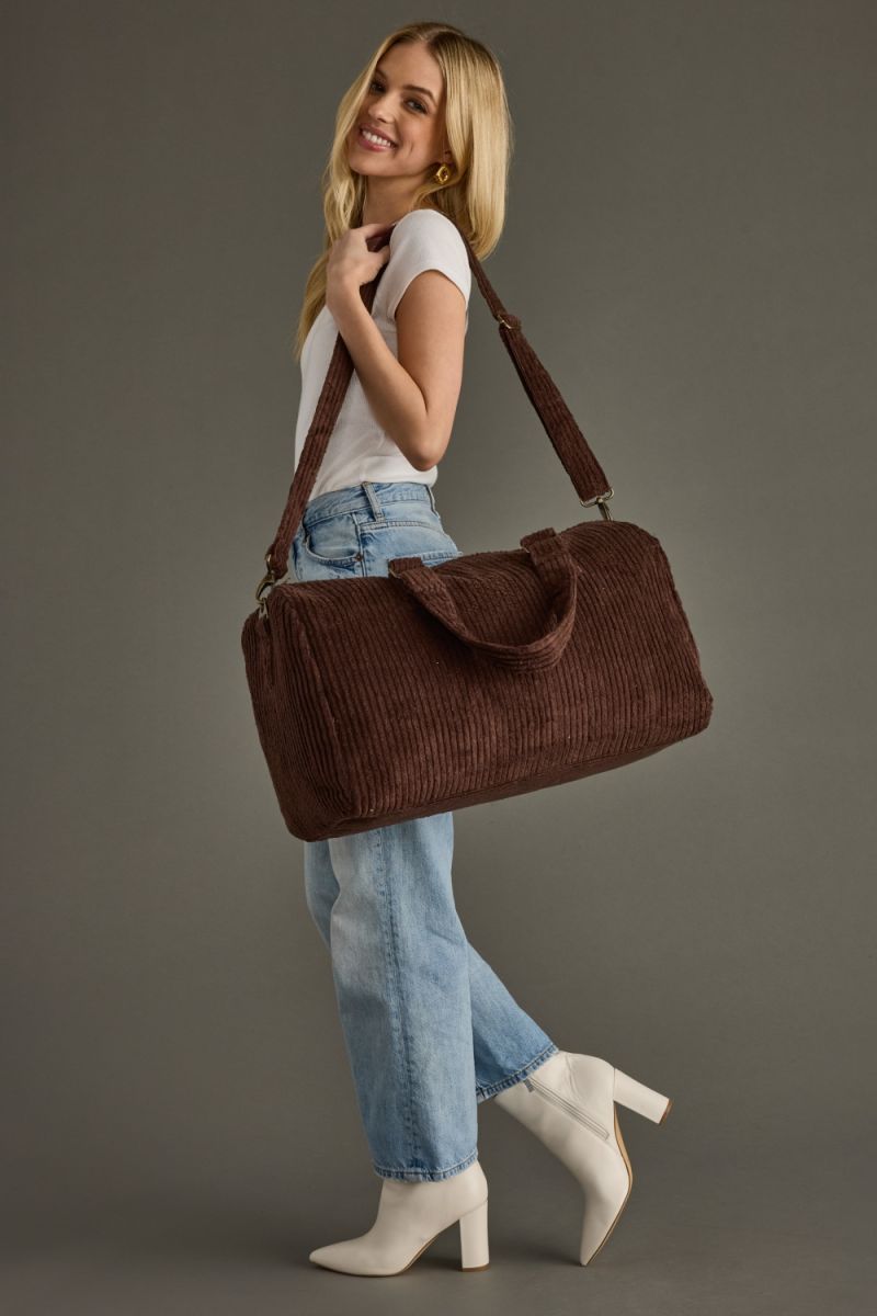 Corduroy Duffle Bag Brown