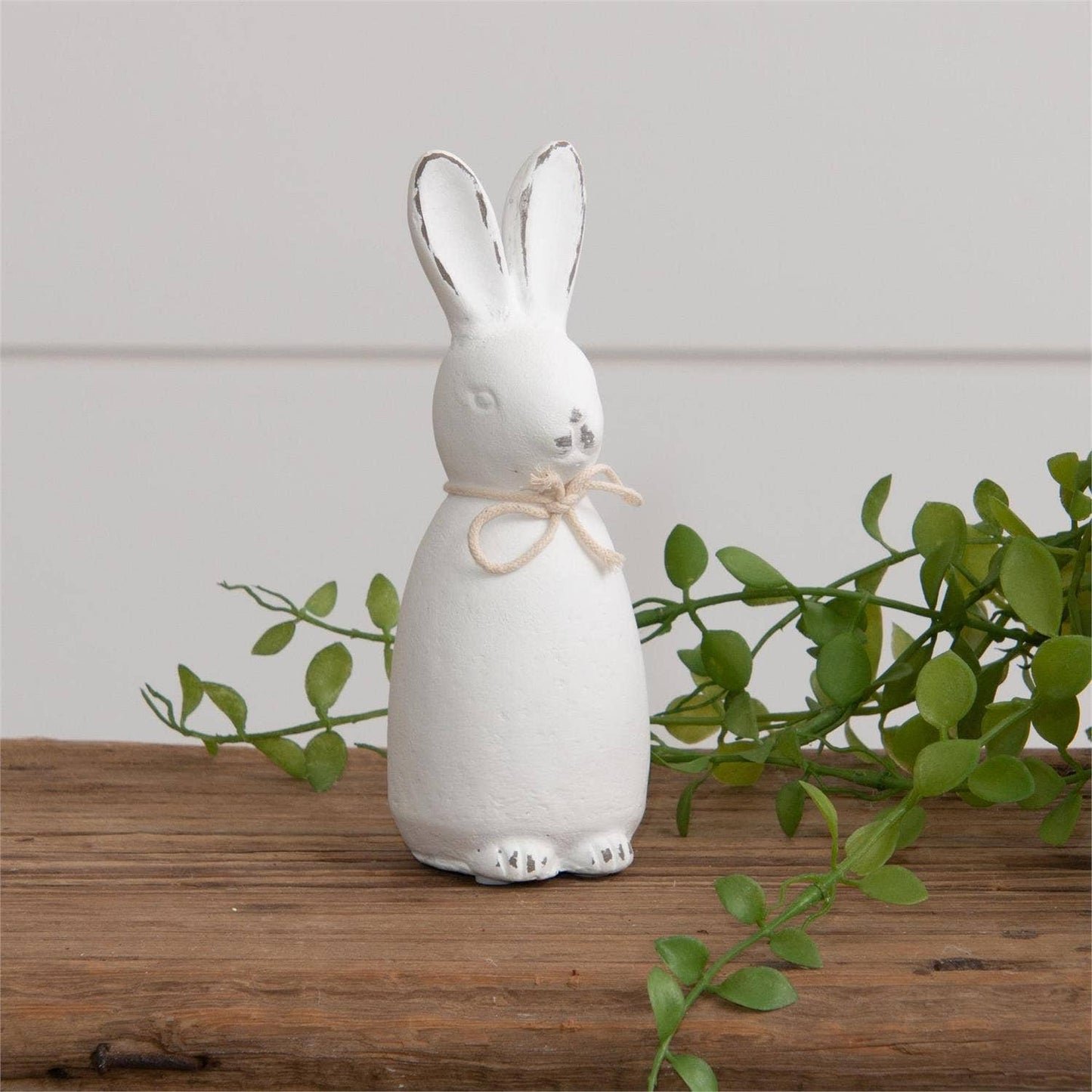 White Cement Rabbit Figurine
