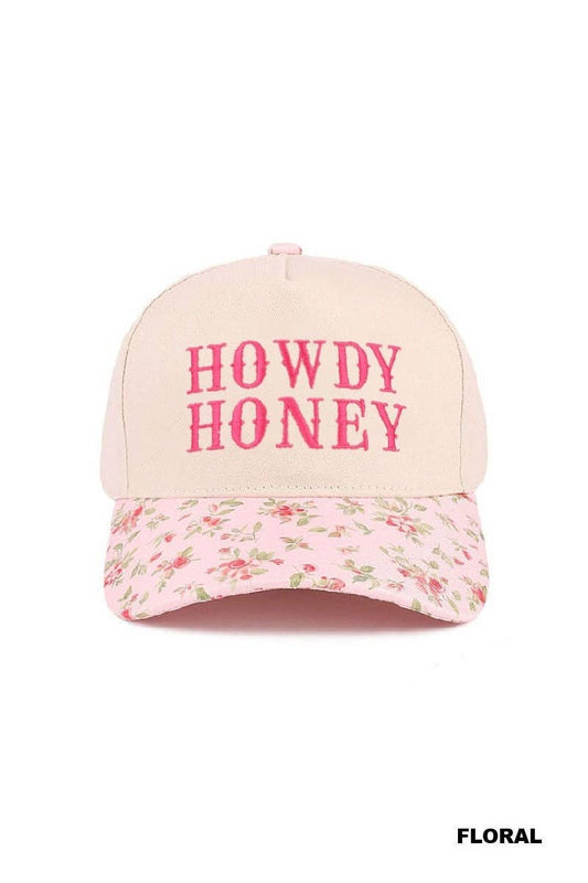 Howdy Honey Two-tone Canvas Cotton Cap: FLORAL