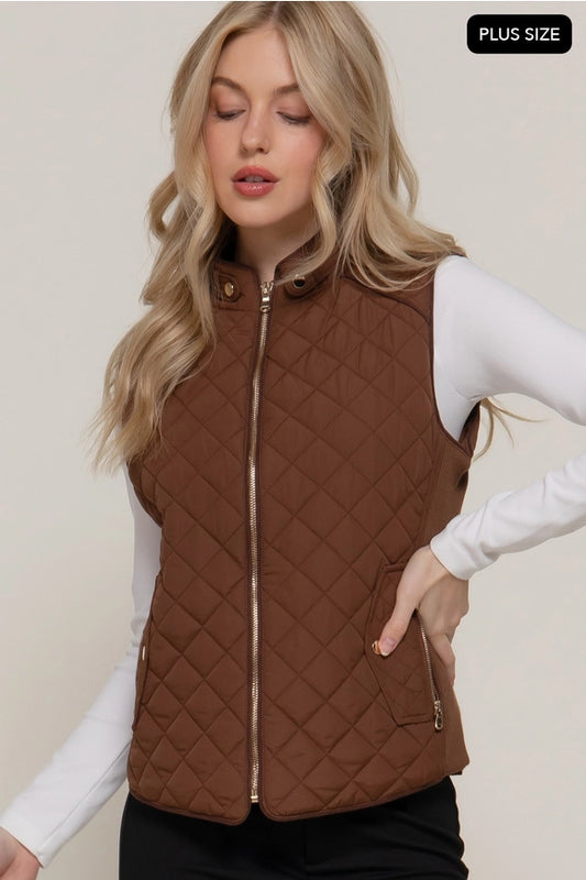Hayle Quilted Vest- Hazelnut Plus