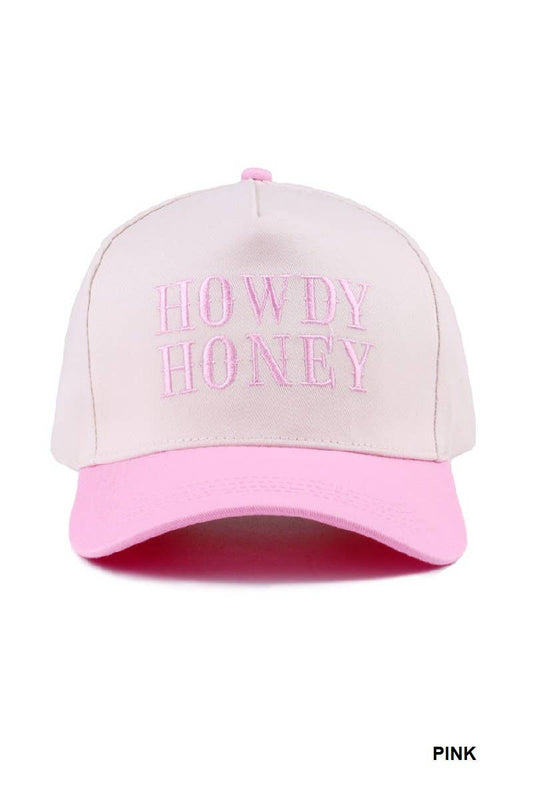 Howdy Honey Two-tone Canvas Cotton Cap: PINK