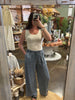 Denim Palazzo Pants: DENIM BLUE