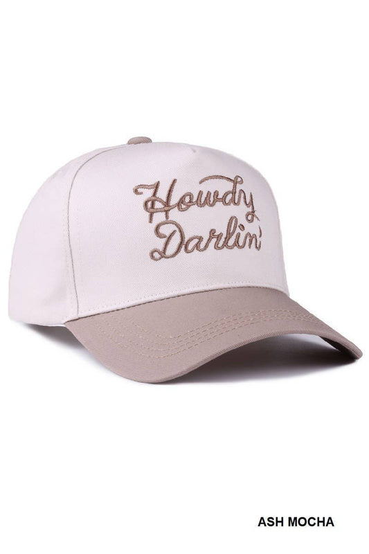 Howdy Darlin Two-tone Canvas Cotton Cap: ASH MOCHA