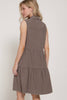 Sleeveless Button Down Lyocell Dress: MOCHA