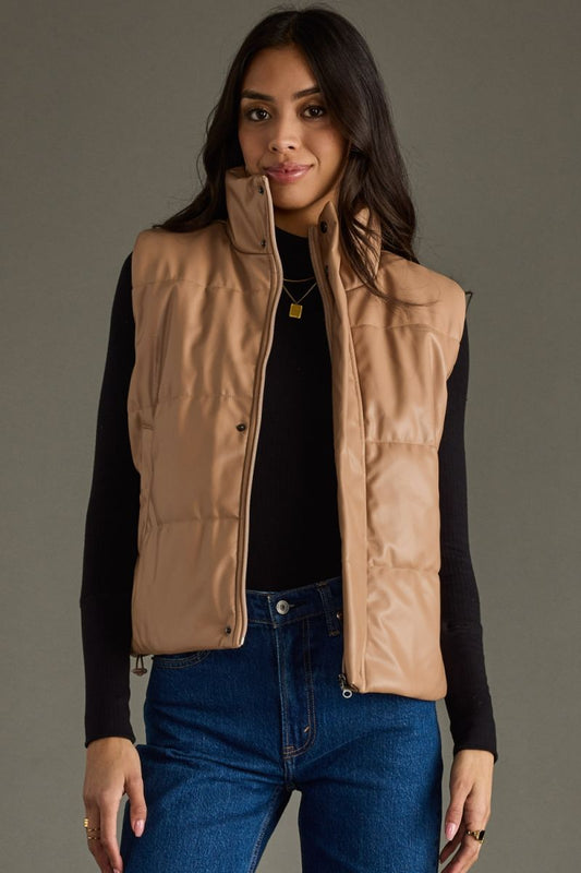 Madrid Leather Vest - Tan