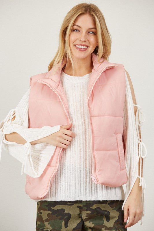 Padded Puffer Vest Pink