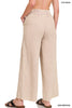 Washed Double Gauze Elastic Band Waist Pants