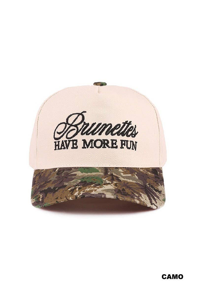 Brunettes Have More Fun Two-tone Canvas Cotton Cap: CAMO