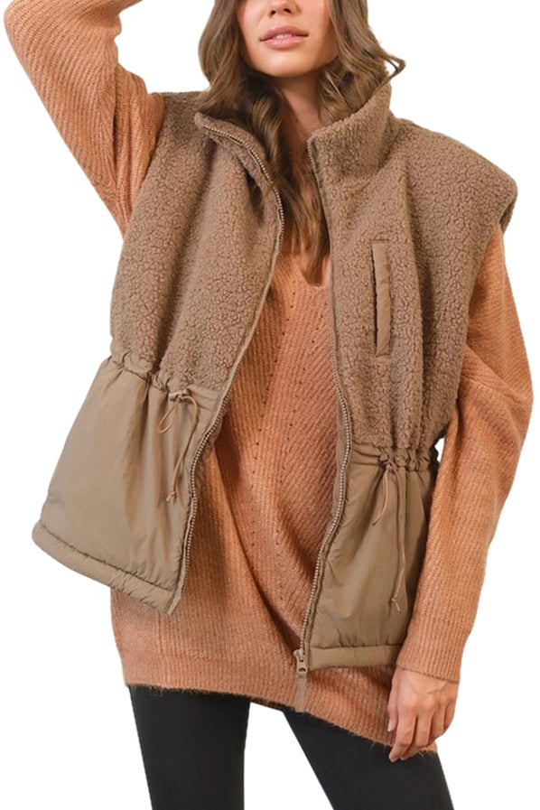 Sherpa Puffer Vest Mocha