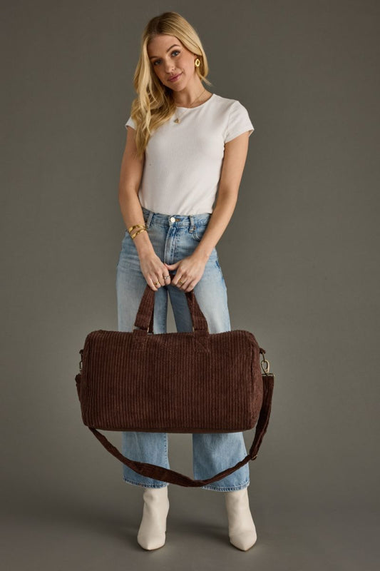 Corduroy Duffle Bag Brown