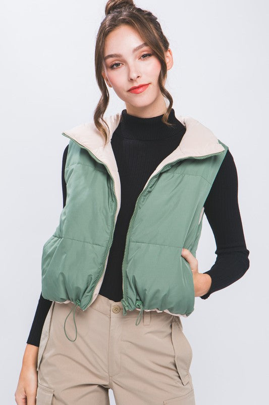 Heather Reversable Puffer Vest