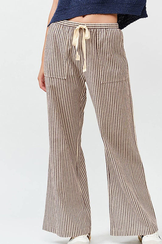 Striped Wide Pants: BROWN