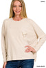 Ribbed Dolman Sleeve Top Sand Beige