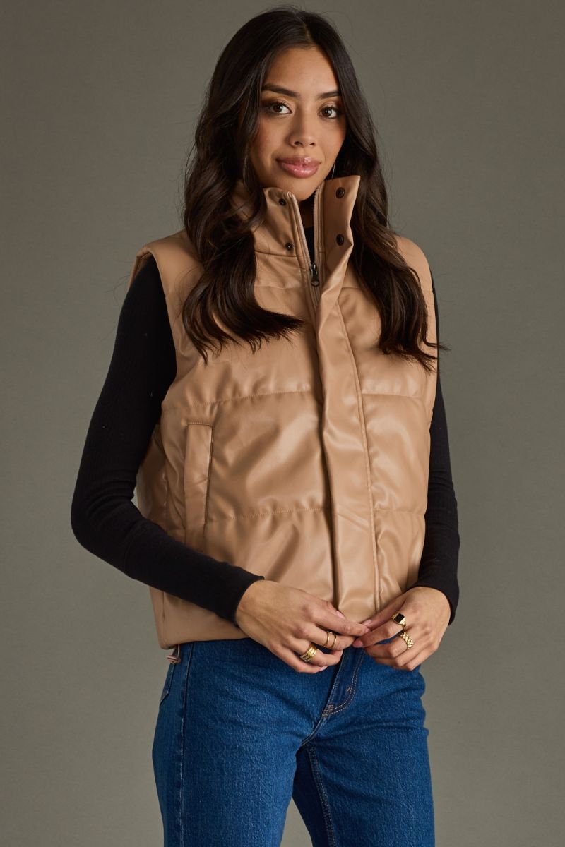 Madrid Leather Vest - Tan
