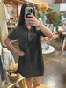 Mineral Washed Collared Shirts Dress: ASH BLACK