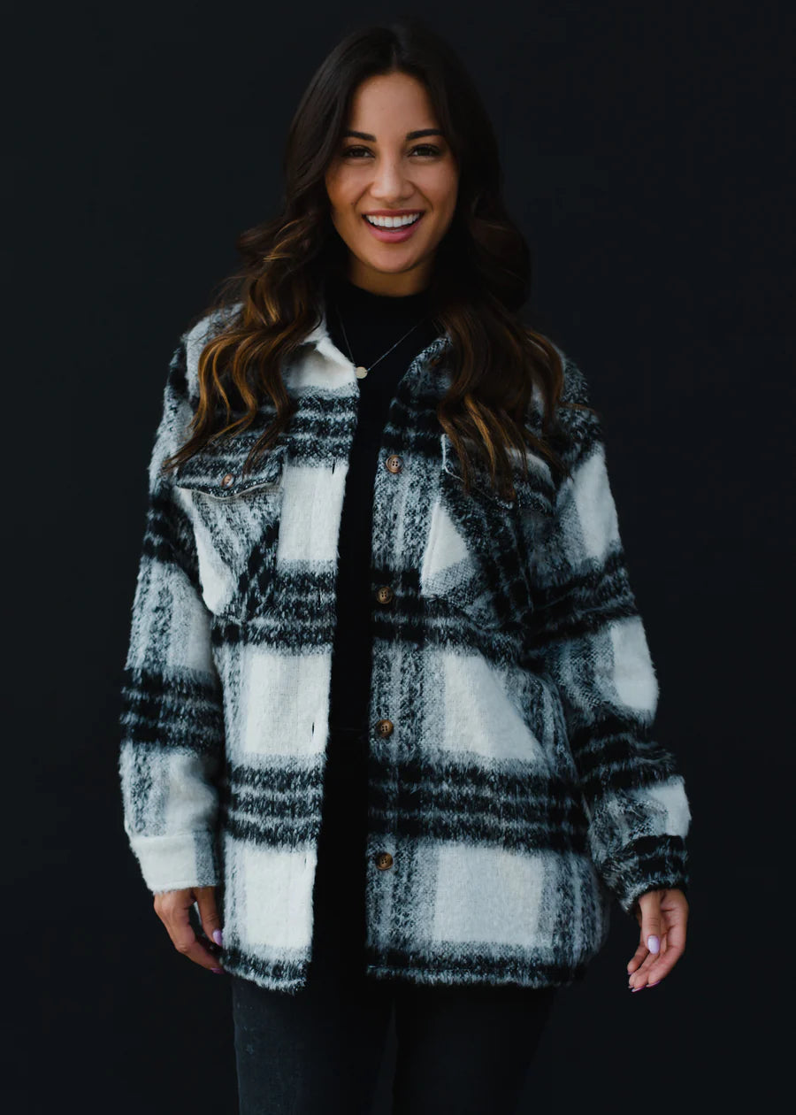 Flannel Jacket Black White