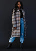 Grey Brown Plaid long Jacket