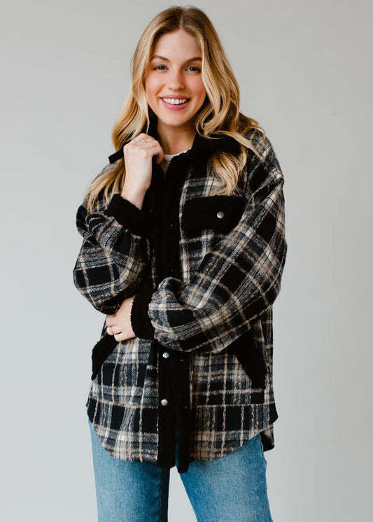 Black, Navy & Tan Plaid Jacket