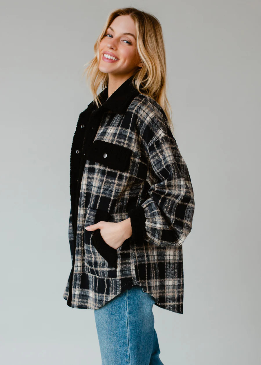 Black, Navy & Tan Plaid Jacket