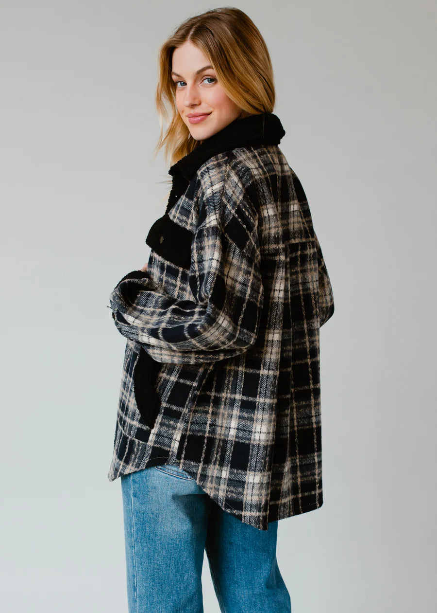 Black, Navy & Tan Plaid Jacket