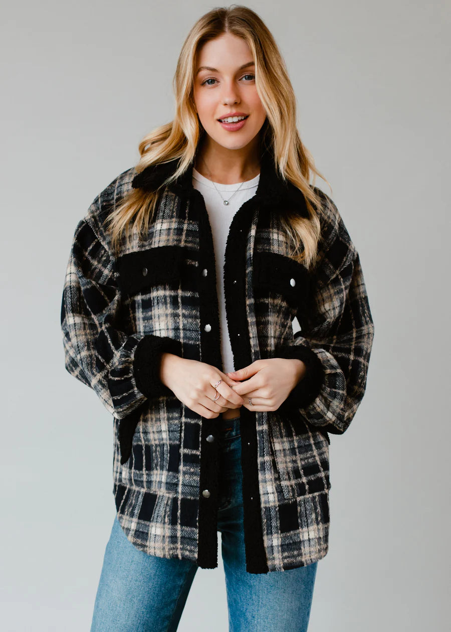 Black, Navy & Tan Plaid Jacket