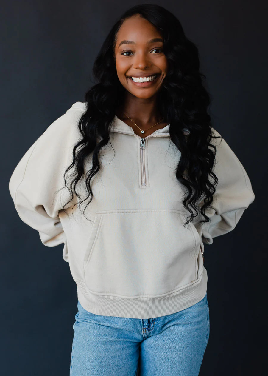 Hooded Half Zip Sweatshirt Finishing Touch Boutique Shop