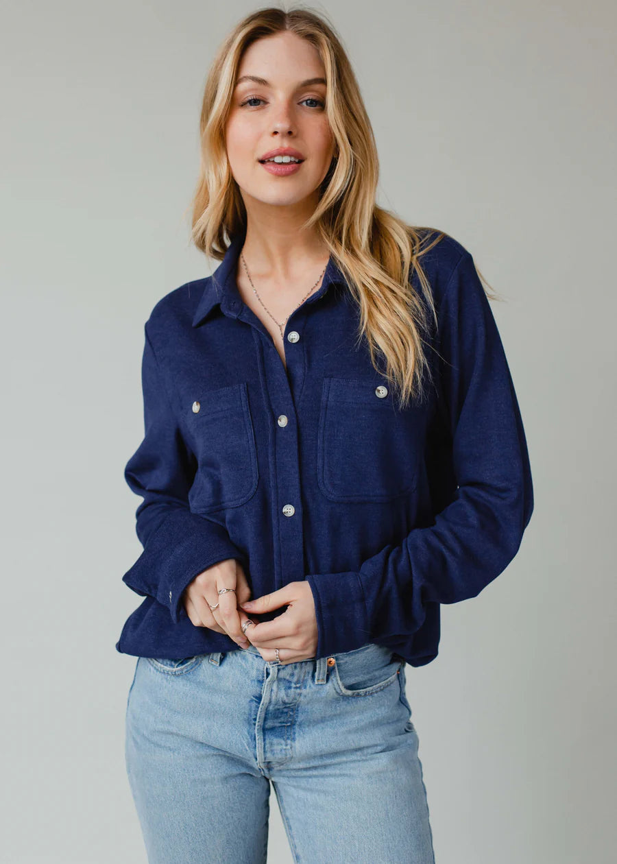 Navy Super Soft Button Up
