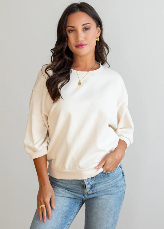 Cream Short Sleeve Sweatshirt