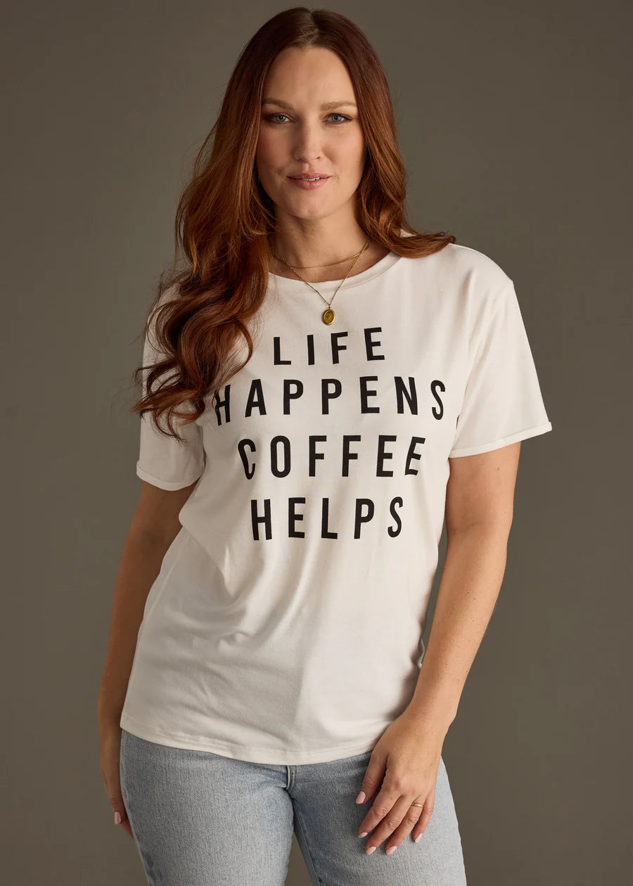 "Life Happens Coffee Helps" Graphic Tee