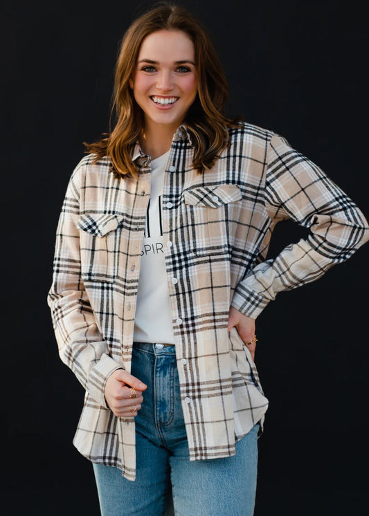 Tan White Black Flannel