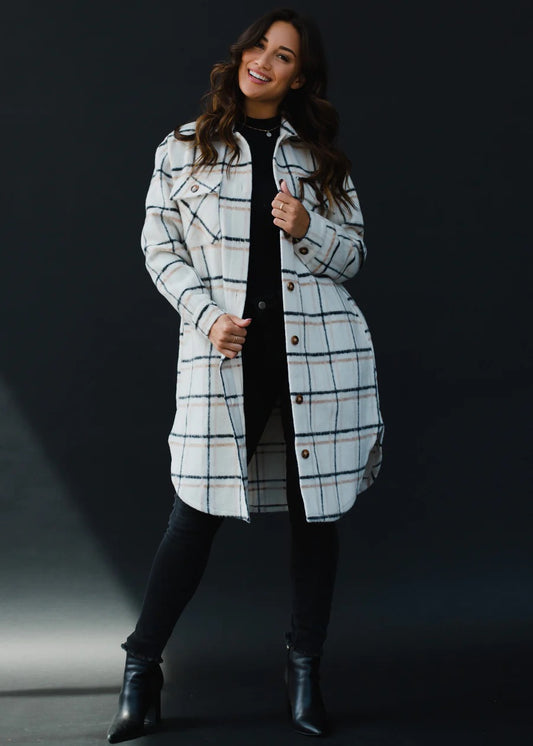 Cream Brown Black Shacket