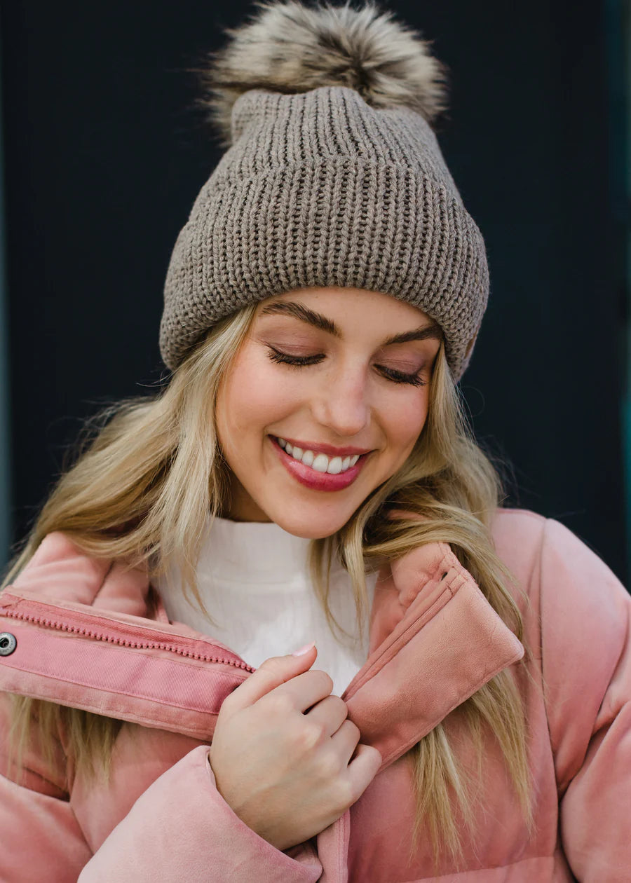 Mocha Knit Fleece Lined Hat