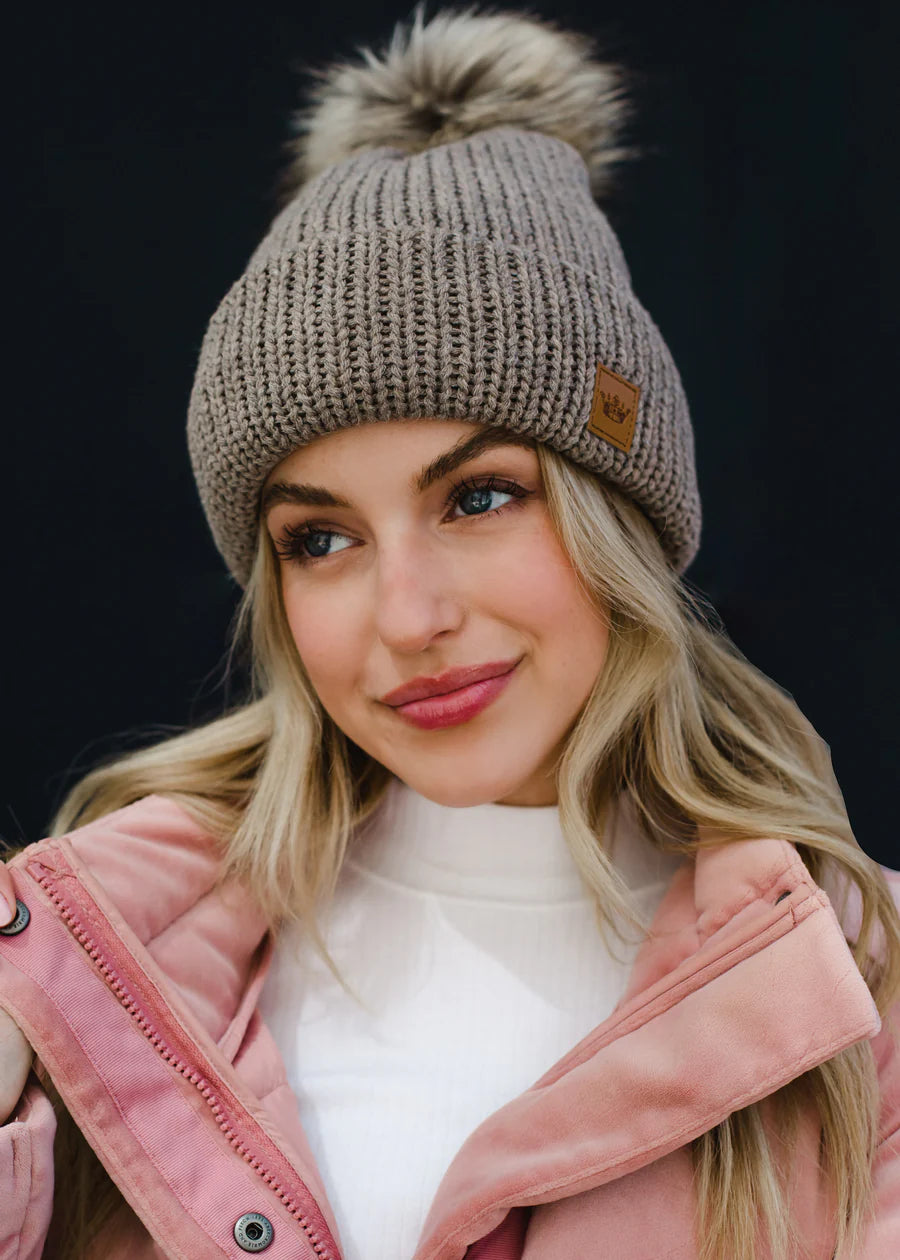 Mocha Knit Fleece Lined Hat