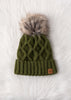 Green Fleece Lined Knit Hat